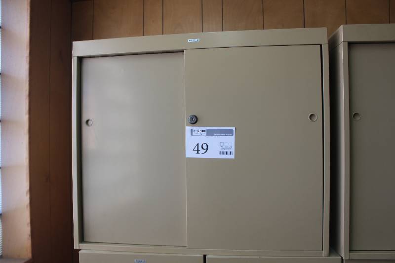 lot 49 image: Cole Sliding Door 2-Shelf Metal Cabinet