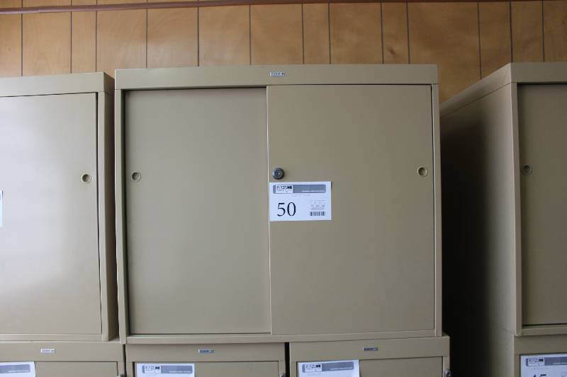 lot 50 image: Cole Sliding Door 2-Shelf Metal Cabinet
