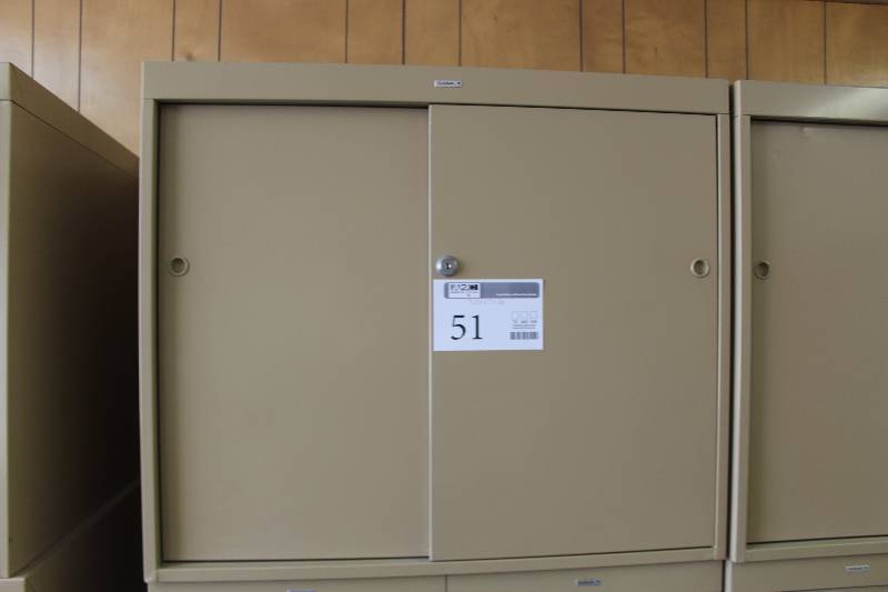 lot 51 image: Cole Sliding Door 2-Shelf Metal Cabinet