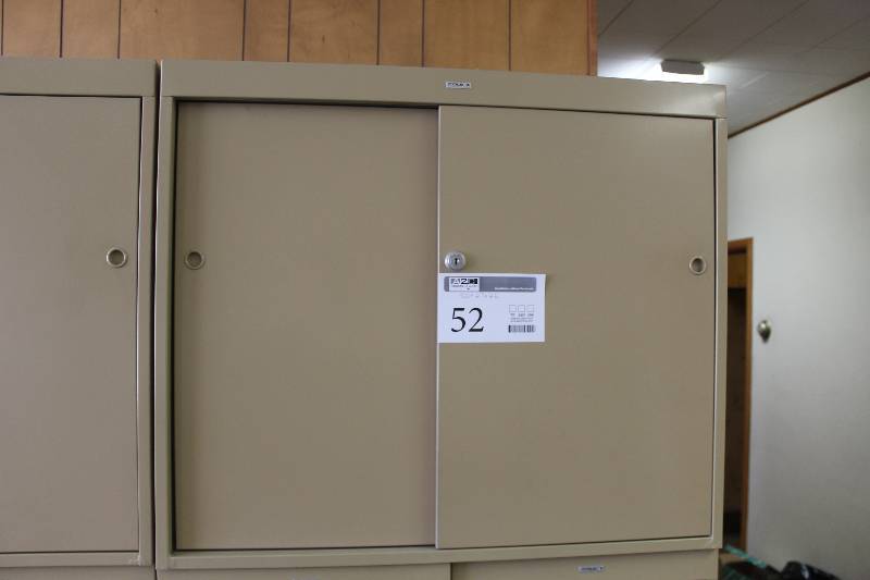 lot 52 image: Cole Sliding Door 2-Shelf Metal Cabinet