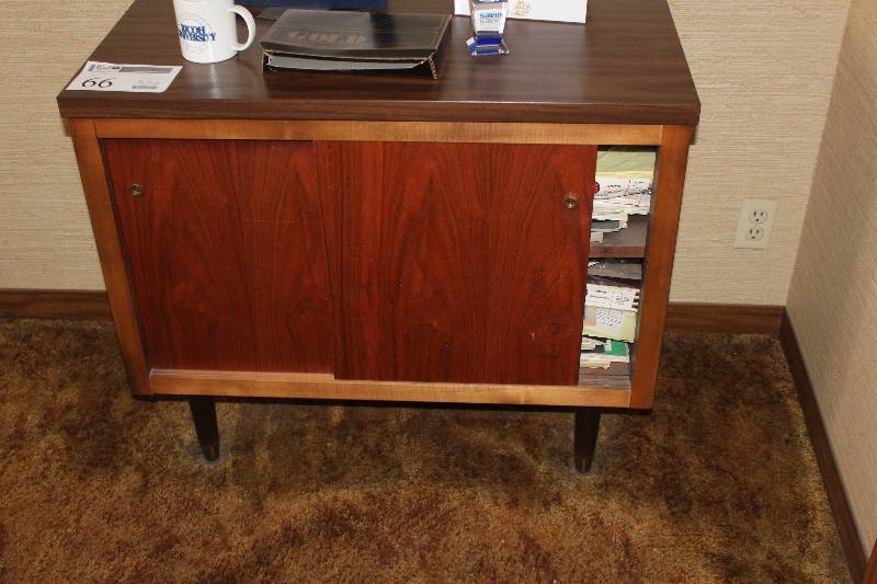 lot 66 image: Sliding Door 2-Shelf Wood Cabinet