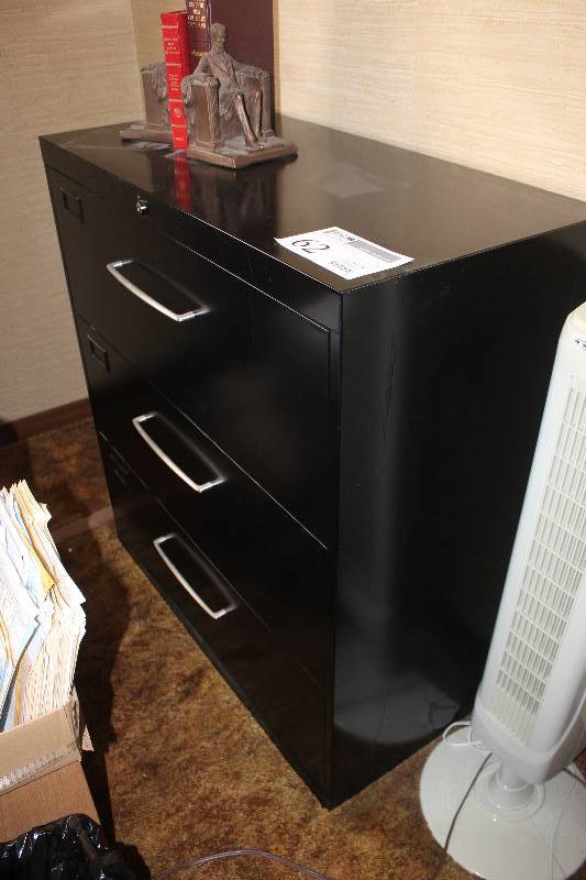 lot 62 image: Locking 3-Drawer Metal Lateral File Cabinet