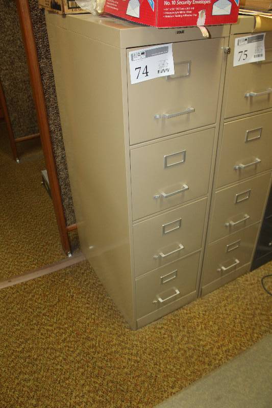 lot 74 image: Cole 4-Drawer Metal File Cabinet