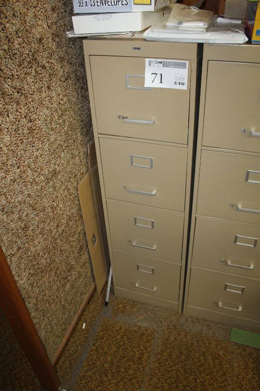 lot 71 image: Cole 4-Drawer Metal File Cabinet