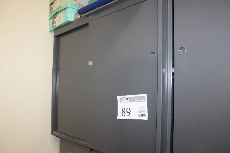 lot 89 image: Cole Sliding Door 2-Shelf Metal Cabinet