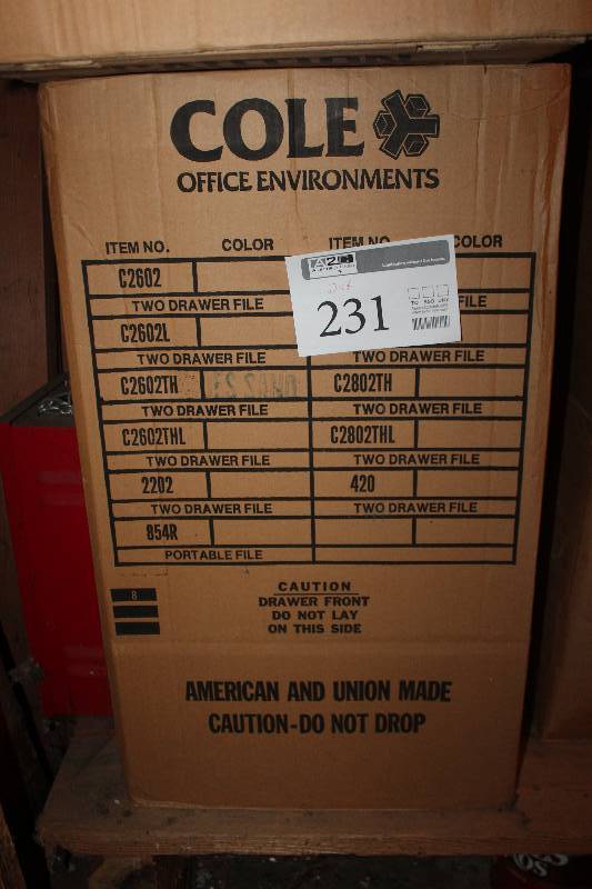lot 231 image: Cole 2-Drawer Metal File Cabinet