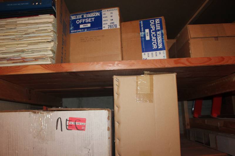 lot 194 image: Shelf Lot of Paper Products, Mini-blinds
