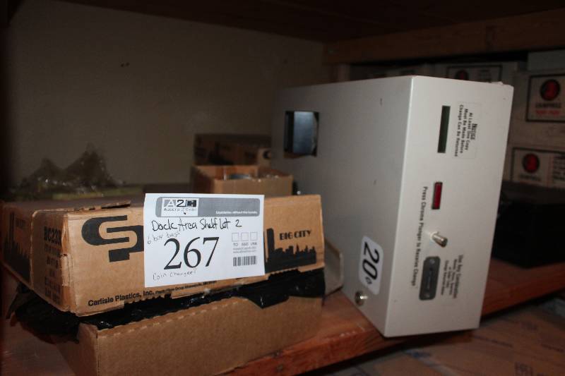 lot 267 image: Shelf Lot of 6-Boxes of Bags, $.20 Copier Coin Changer