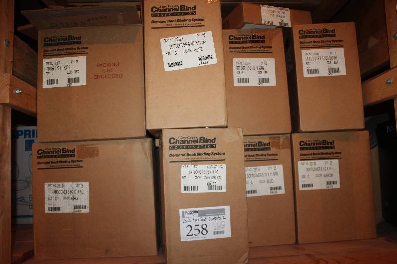 lot 258 image: Shelf Lot of (15) Boxes of Channel Demand Book Binding SoftcoverHardcover Covers