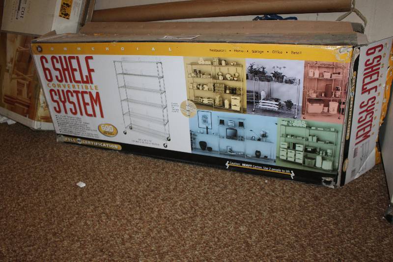 lot 101 image: Rolling 6-Shelf Metal Storage Rack