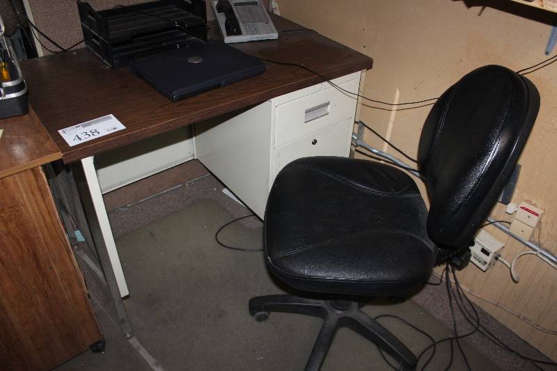 lot 438 image: 2-Drawer Metal Office Desk