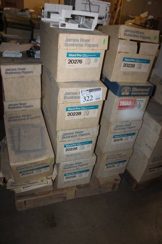 lot 322 image: Pallet Lot of (15) Cases of Word Pro Hi-Speed Dual Purpose Xerographic Offset Premium No. 4 Paper
