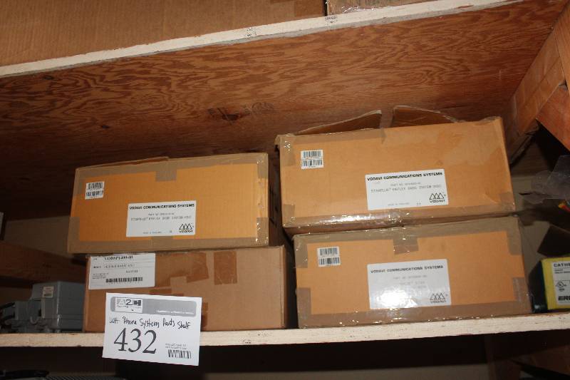 lot 432 image: Shelf Lot of Phone System Parts