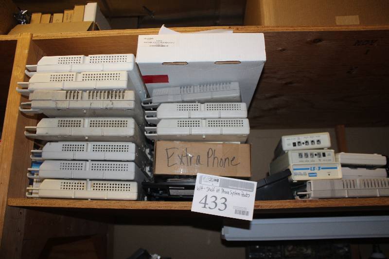lot 433 image: Shelf Lot of Phone System Parts
