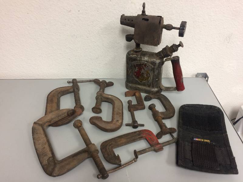 lot 25 image: Vintage Blow Torch and Clamps