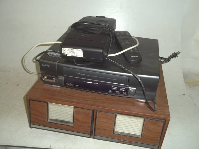 VHS Player  recorder, VHS Rewinder and storage case
