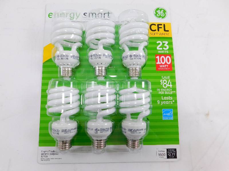 6 Pack CFL Soft White 23 Watt Spiral Light Bulbs