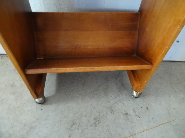 Wood book shelf on wheels. 22 x 12 x 33. Metal shoe rack. New towel bar. Door hanging rack. Wall clock