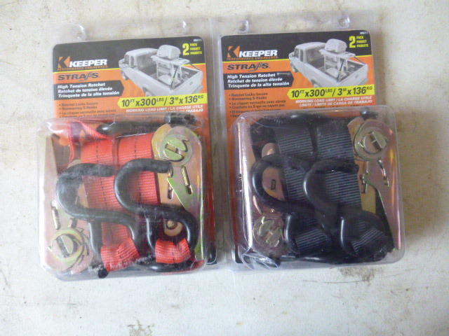 2 Packs of Keeper Ratchet Straps with J Hooks