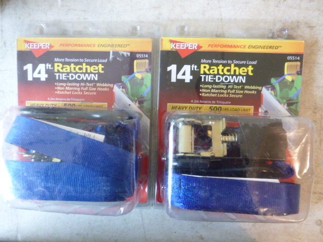 2 Keeper Ratchet Tie Downs with J Hooks