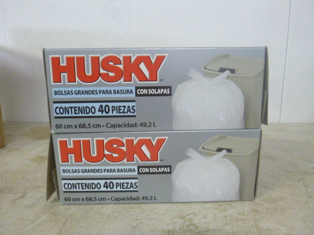 2 Boxes of Husky 13 Gallon Flap Tie Kitchen Bags
