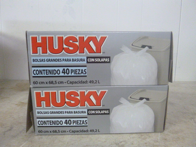 2 Boxes of Husky 13 Gallon Flap Tie Kitchen Bags