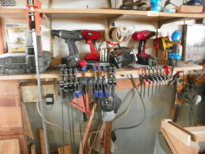 lot 46 image: Bar clamps and cordless drills