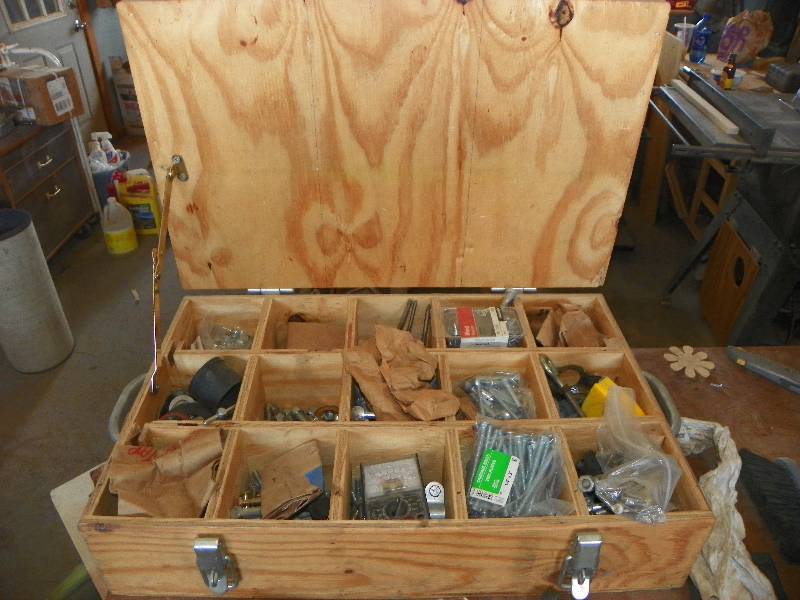 lot 85 image: wooden box  with dividers, with contents