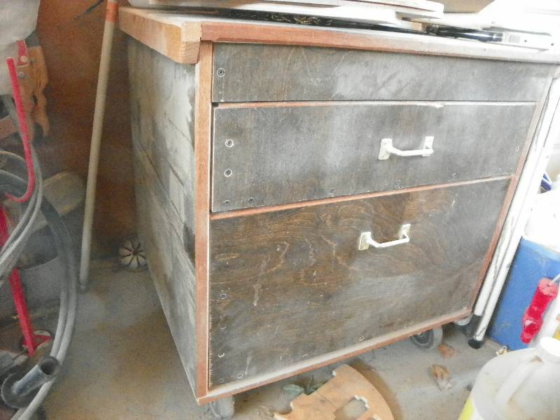 lot 96 image: Two drawer cabinet, includes contents of drawers