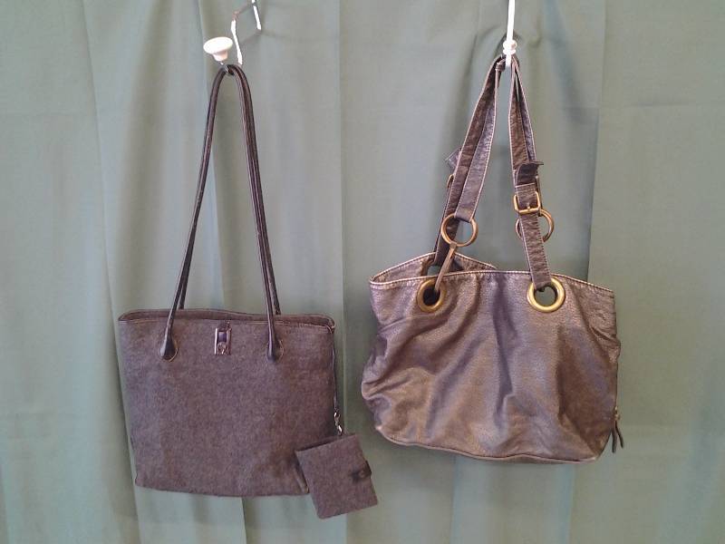 Etienne Aigner Leather & Wool Handbag And Grey Large Grommet Handbag