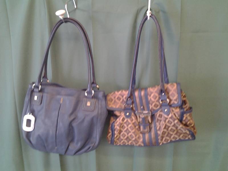 Blue Leather Tignanello Handbag & Blue Trimmed Handbag