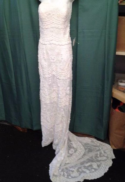 Forever Yours Beaded Pearl Gown With Matching ShawlScarf Size 10