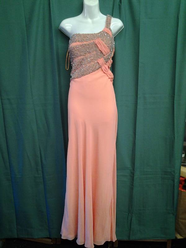 Beautiful CoralRhinestone Beaded Gown Size 10