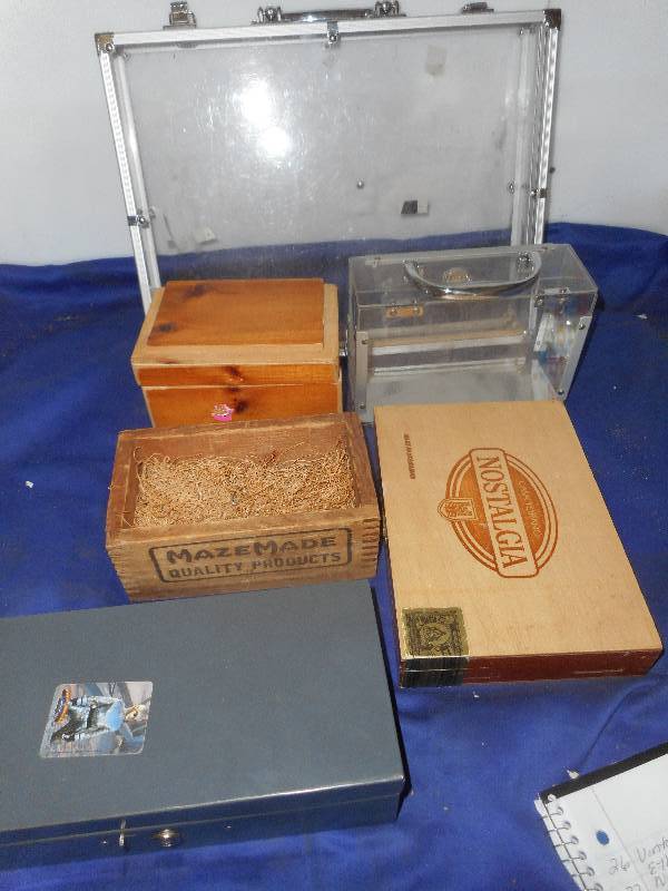 WOOD CLEAR AND METAL BOXES