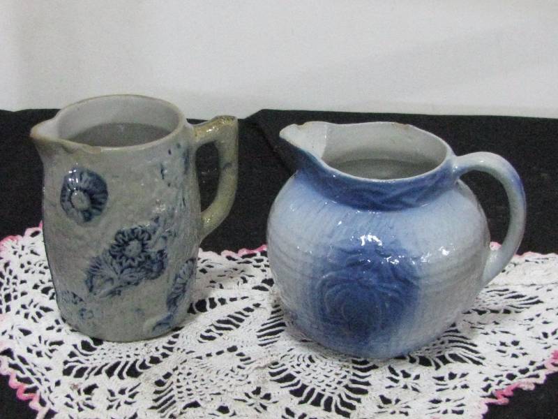 lot 53 image: Blue Motif Crock Pitchers