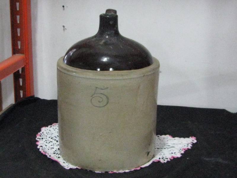 lot 68 image: 5 Gallon Stoneware Crock Jug
