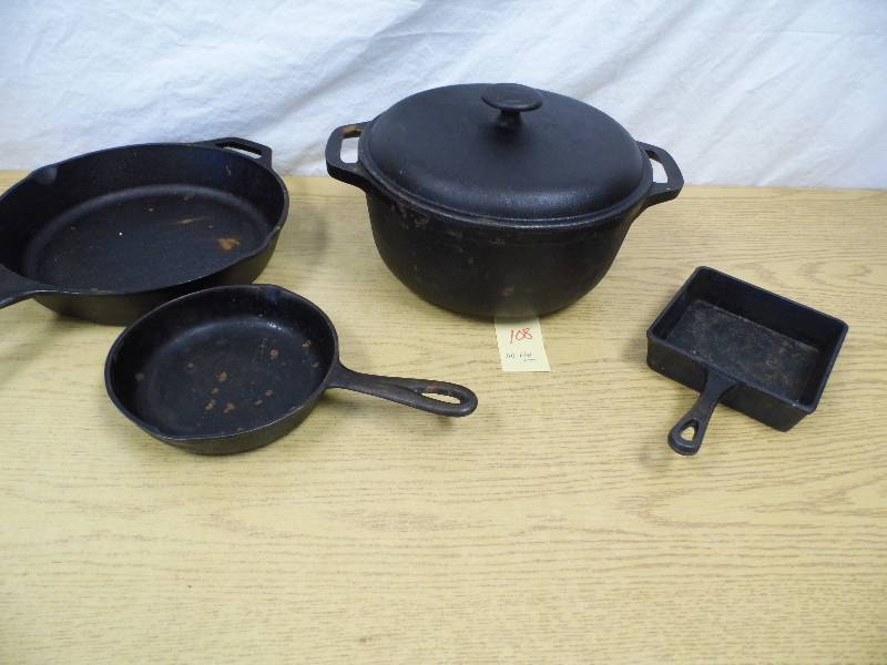 lot 108 image: Cast Iron Pots  Pans