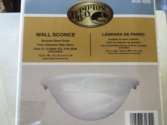 lot 74 image: Hampton Bay Wall Sconce, Brushed Steel