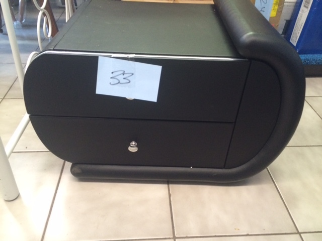 lot 33 image: Black 2 Drawer Leather End Table