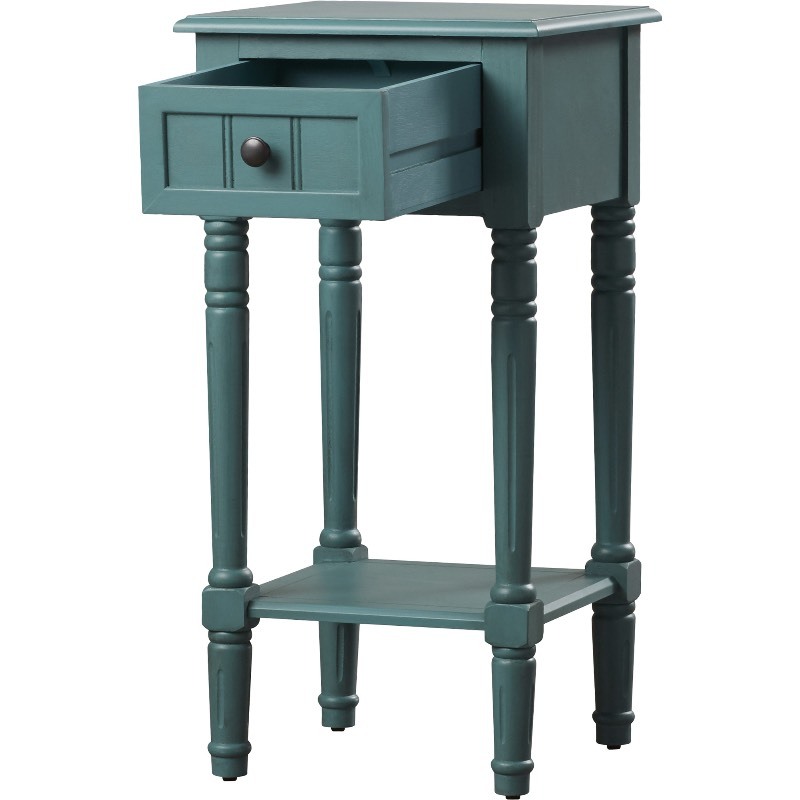 lot 11 image: Everly 1 Drawer End Table Finish Teal, Matches Lot 30