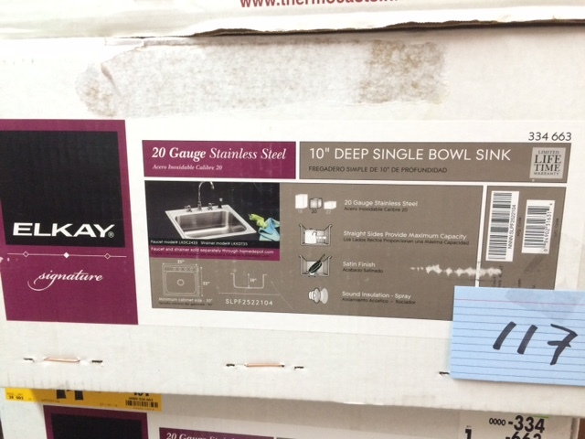 lot 117 image: Elkay Stainless Steel Sink