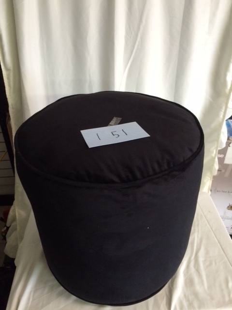 lot 151 image: Black Velvet Pouf Ottoman