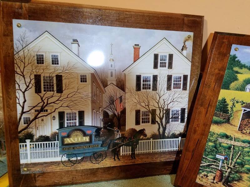lot 3 image: Framed Tin Pictures Of days Gone By