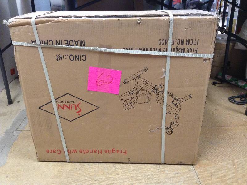 lot 63 image: Sunny Health & Fitness Pink Magnetic Recumbent Bike