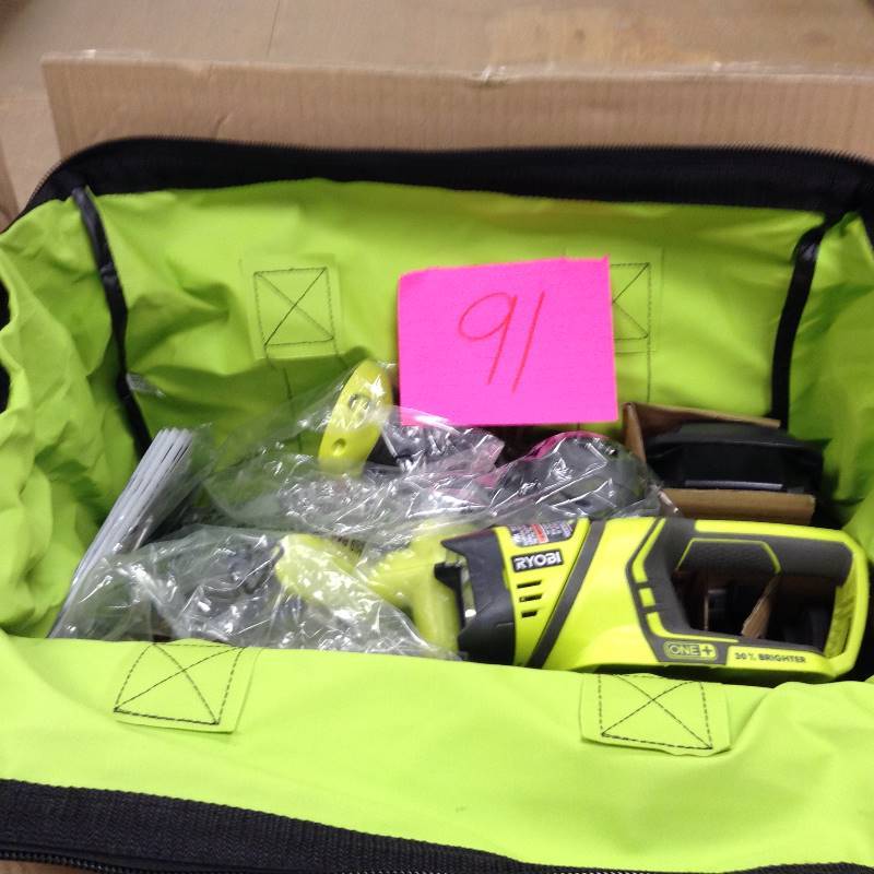 lot 91 image: Ryobi One 18V 4 PC Super Combo Kit