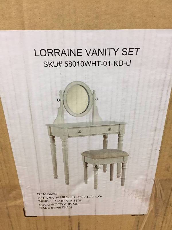 lot 108 image: Lorraine Vanity Set in White never used