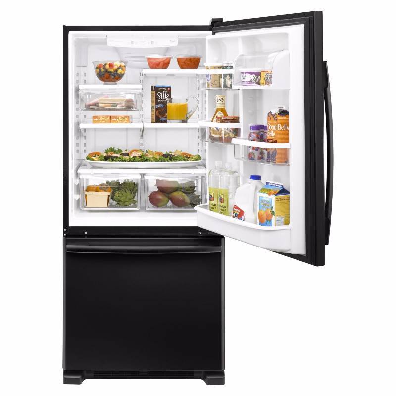 Brand New- Whirlpool Model (GB2FHDXWB) Gold 21.9 cu. ft. Single-Door Bottom-Freezer Refrigerator - Black