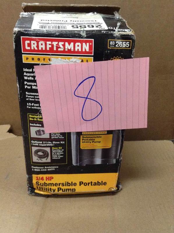 Craftsman 14 HP Submersible Portable Utility Water Pump 30 GPM
