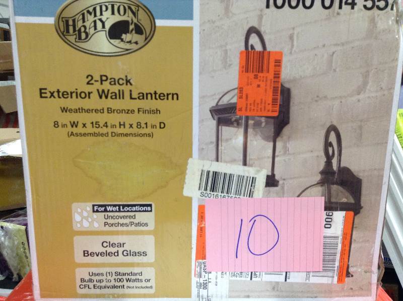 Hampton Bay 2 Pack 1 Light Weathered Bronze Outdoor Wall Lantern never used
