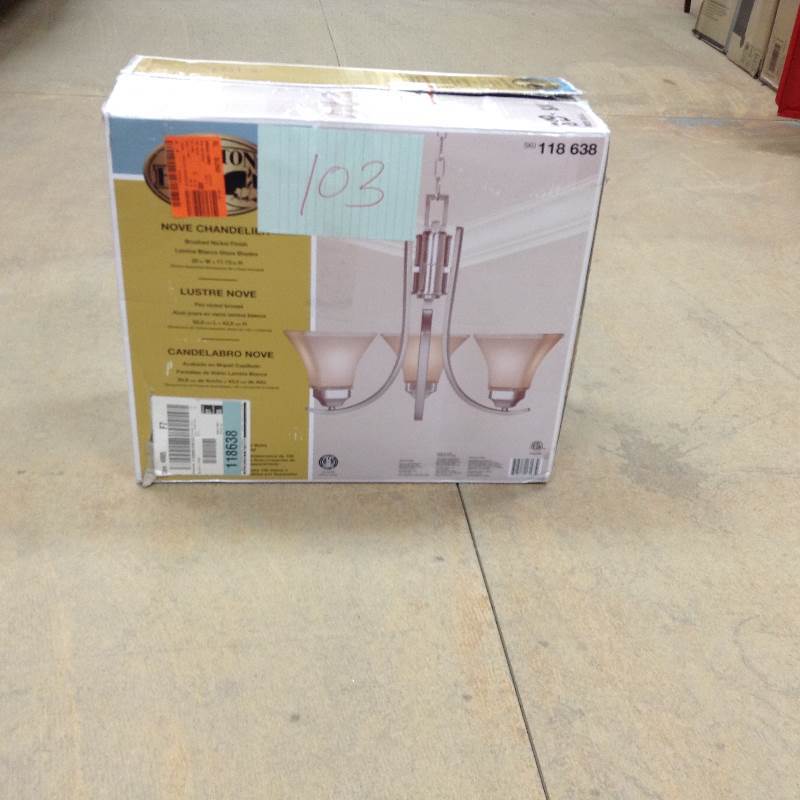 Hampton Bay Chandeliers Nove 3-Light Brushed Nickel Chandelier